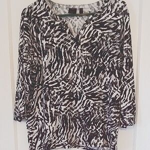 Rafaella Black and White Animal Print Top, Size 1X.